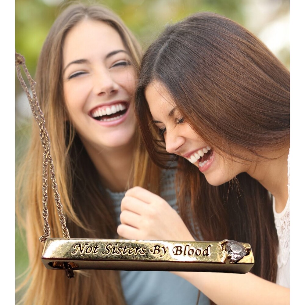 VINTAGE KREMENTZ CHAIN Not Sisters By Blood - But Sisters By Heart Crystal Heart